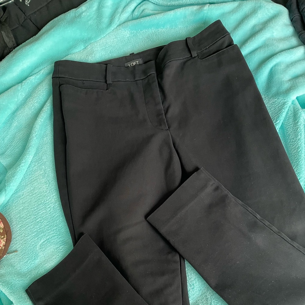 Black pants, ankle length, LOFT, petite size 8